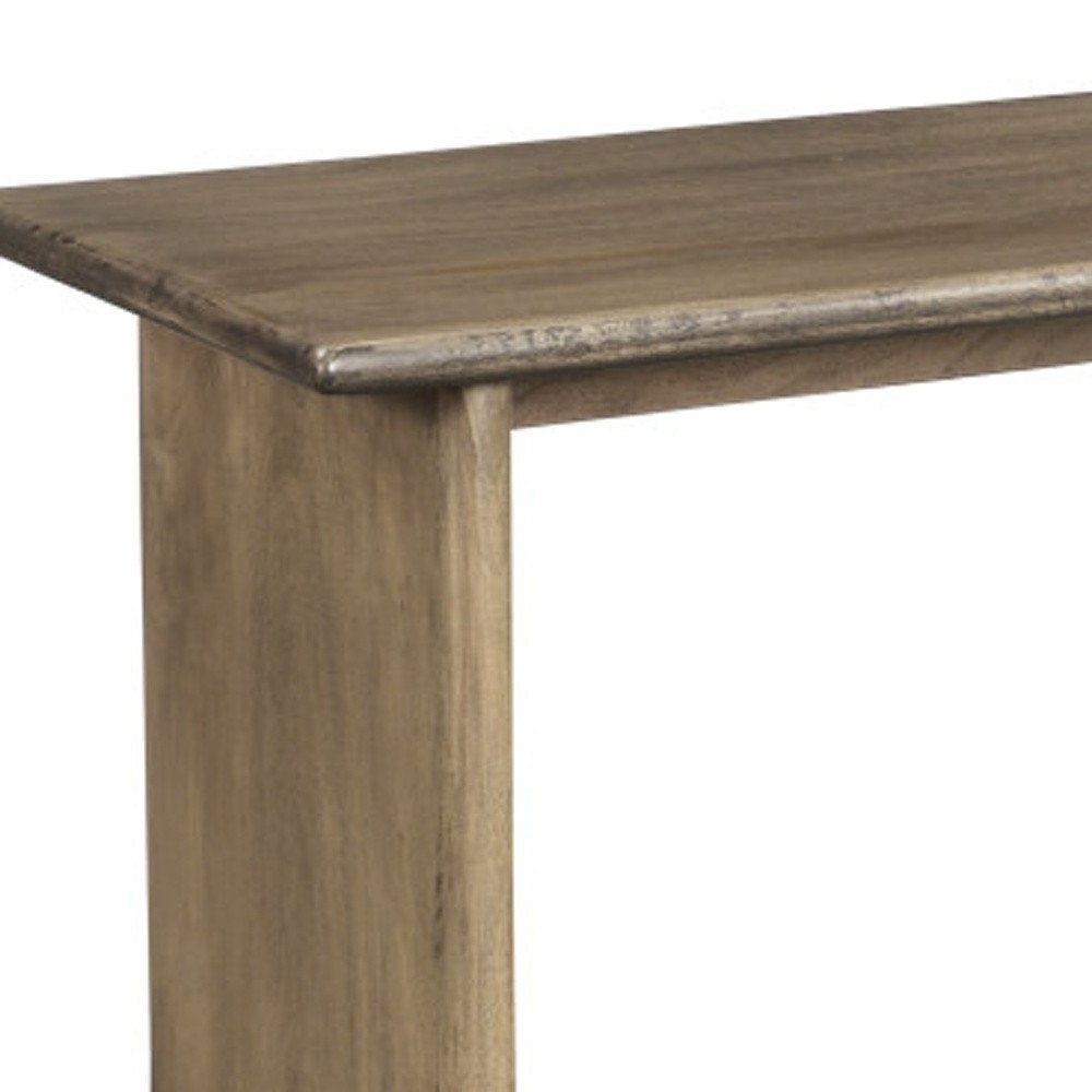 55" Brown Solid Wood Dining Bench. Bench isolated on a plain white background, finished in brown wood.