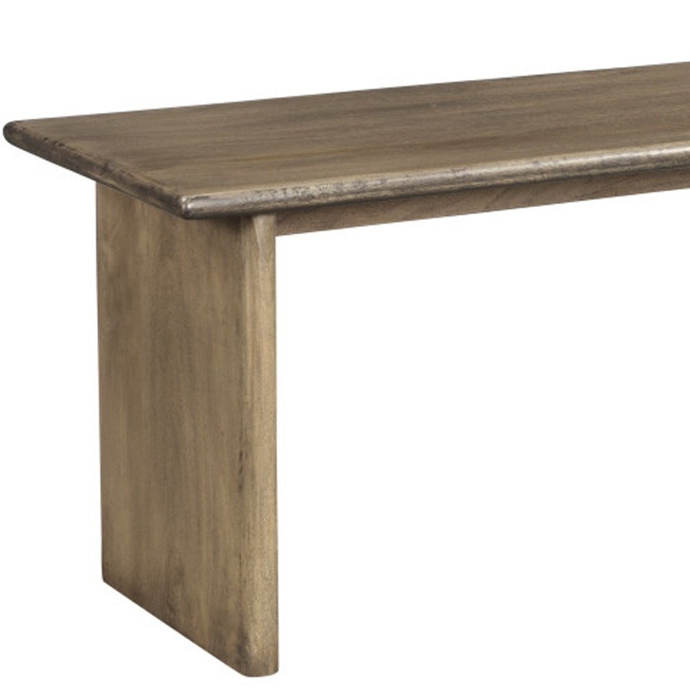 55" Brown Solid Wood Dining Bench. Bench isolated on a plain white background, showing a brown wood surface.