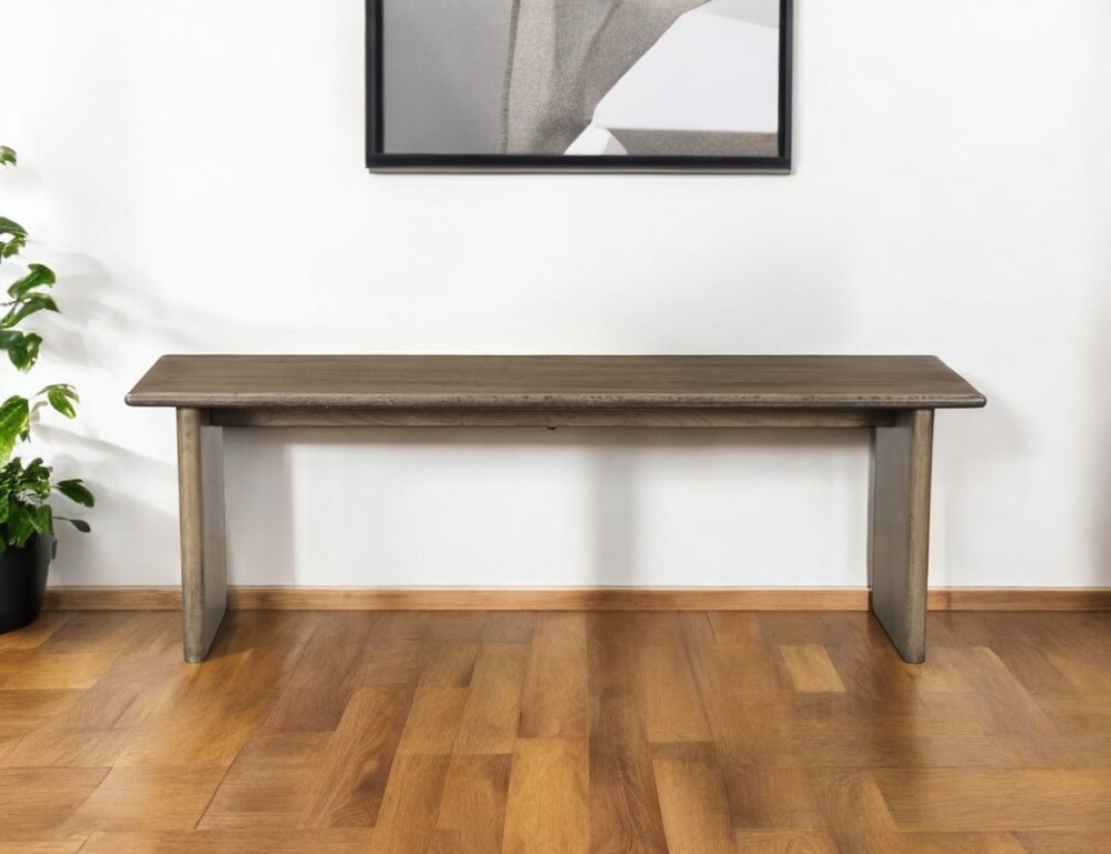 55" Brown Solid Wood Dining Bench. Bench in brown wood.