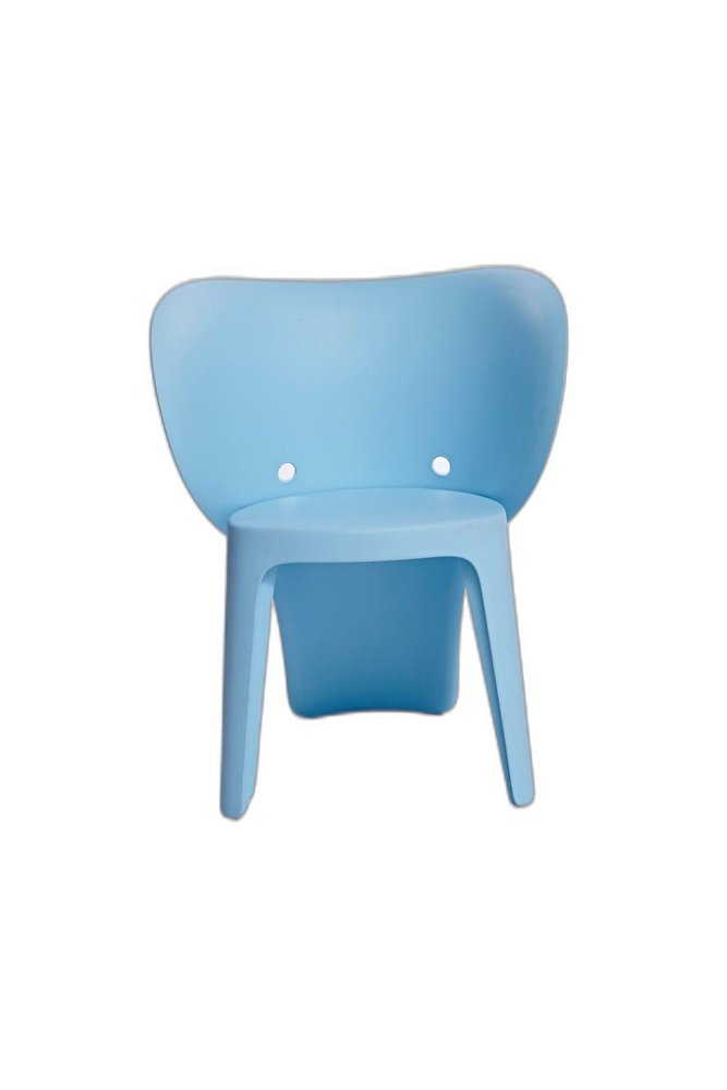 Set Of Four Blue Heavy Duty Plastic Juvenile Chairs on a white background