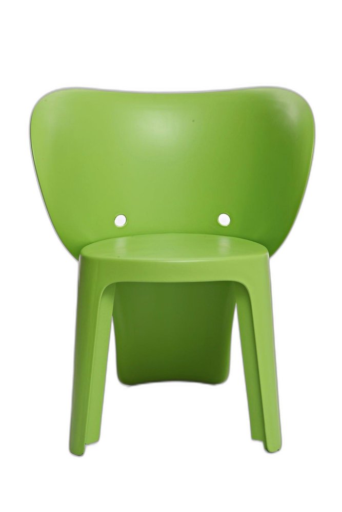 Set Of Four Green Heavy Duty Plastic Juvenile Chairs on a white background