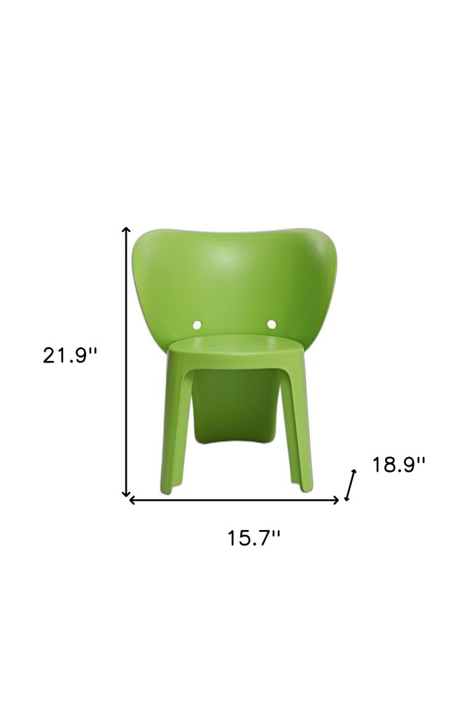 Set Of Four Green Heavy Duty Plastic Juvenile Chairs on a white background