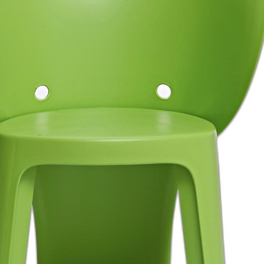 Set Of Four Green Heavy Duty Plastic Juvenile Chairs close-up detail
