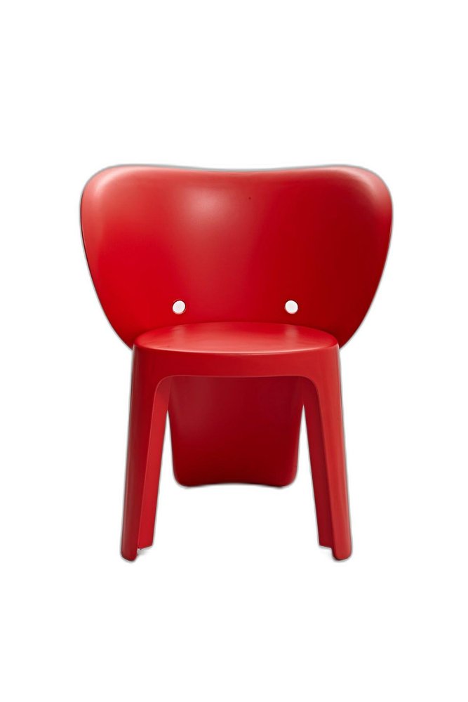 Set Of Four Red Heavy Duty Plastic Juvenile Chairs on a white background