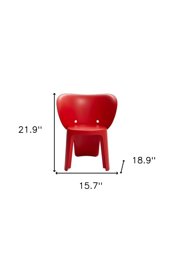 Set Of Four Red Heavy Duty Plastic Juvenile Chairs on a white background