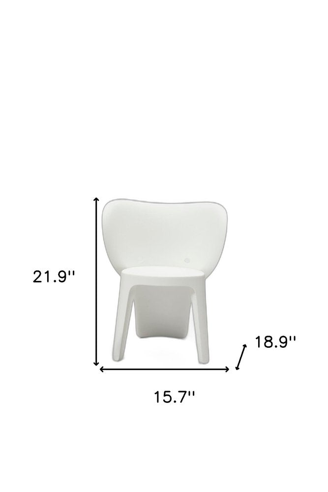 Set Of Four White Heavy Duty Plastic Juvenile Chairs - 21.9" H x 15.7" W x 18.9" D on a white background
