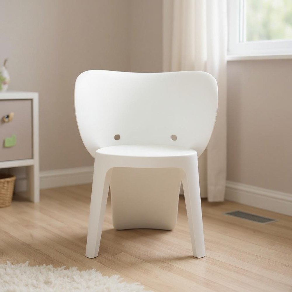 Set Of Four White Heavy Duty Plastic Juvenile Chairs - 21.9" H x 15.7" W x 18.9" D