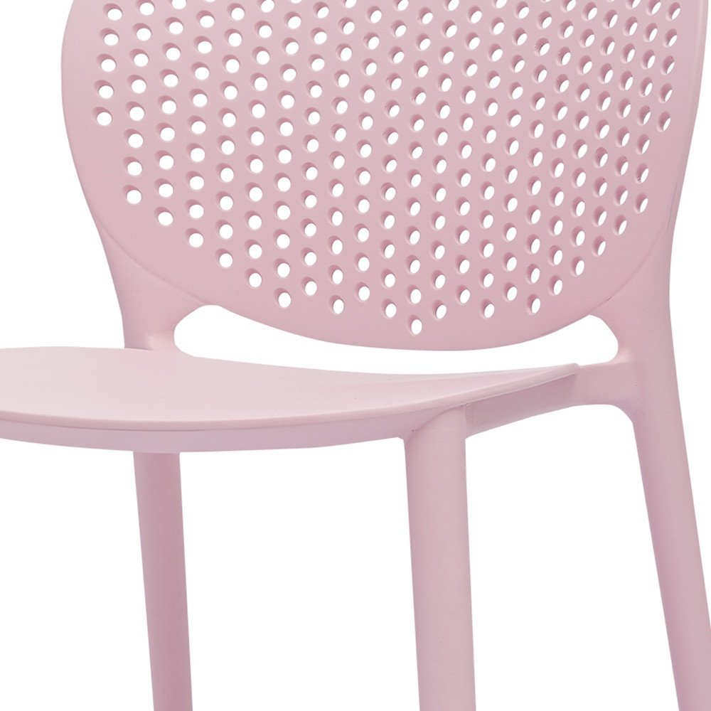 Set Of Four Pink Heavy Duty Plastic Juvenile Chairs - 23" H x 14" W x 16" D on a white background