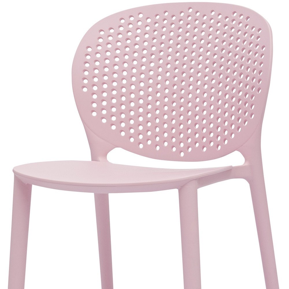 Set Of Four Pink Heavy Duty Plastic Juvenile Chairs - 23" H x 14" W x 16" D on a white background