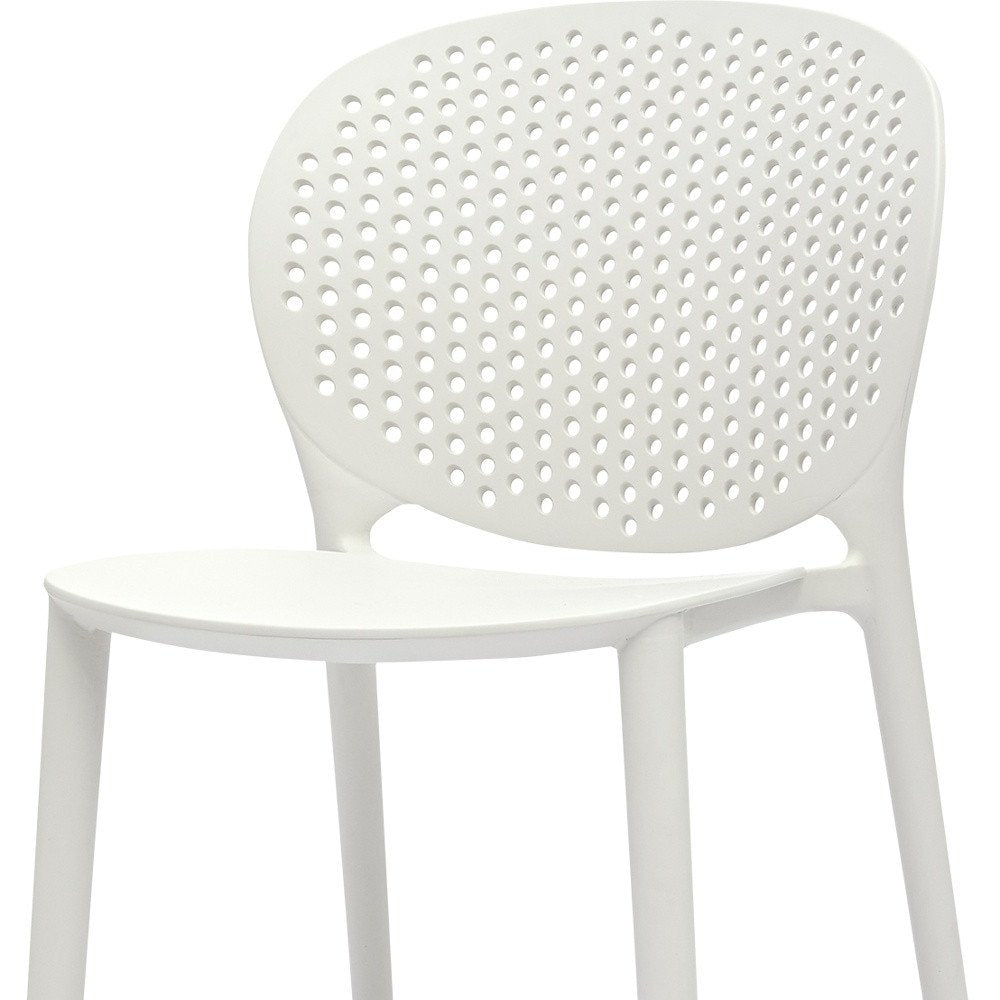 Set Of Four White Heavy Duty Plastic Juvenile Chairs - 23" H x 14" W x 16" D on a white background