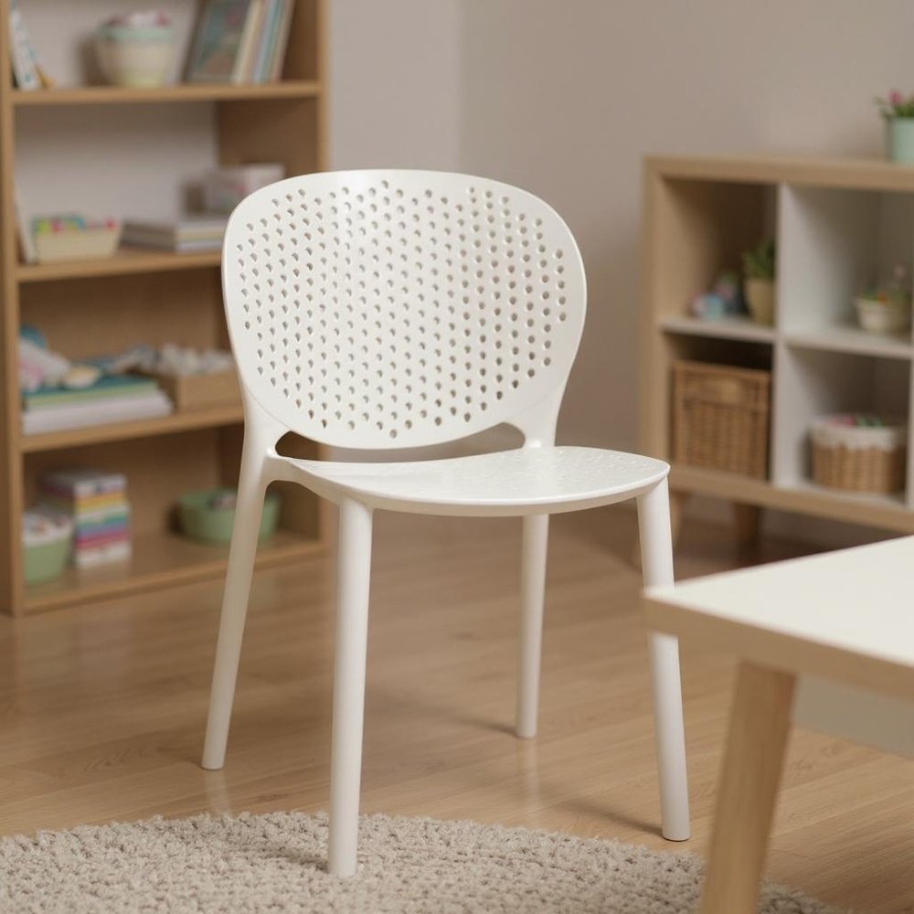 Set Of Four White Heavy Duty Plastic Juvenile Chairs - 23" H x 14" W x 16" D