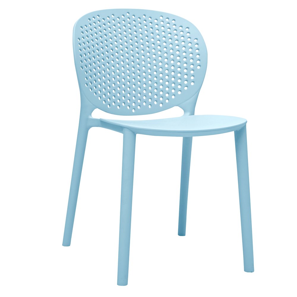 Set Of Four Aqua Blue Heavy Duty Plastic Juvenile Chairs on a white background