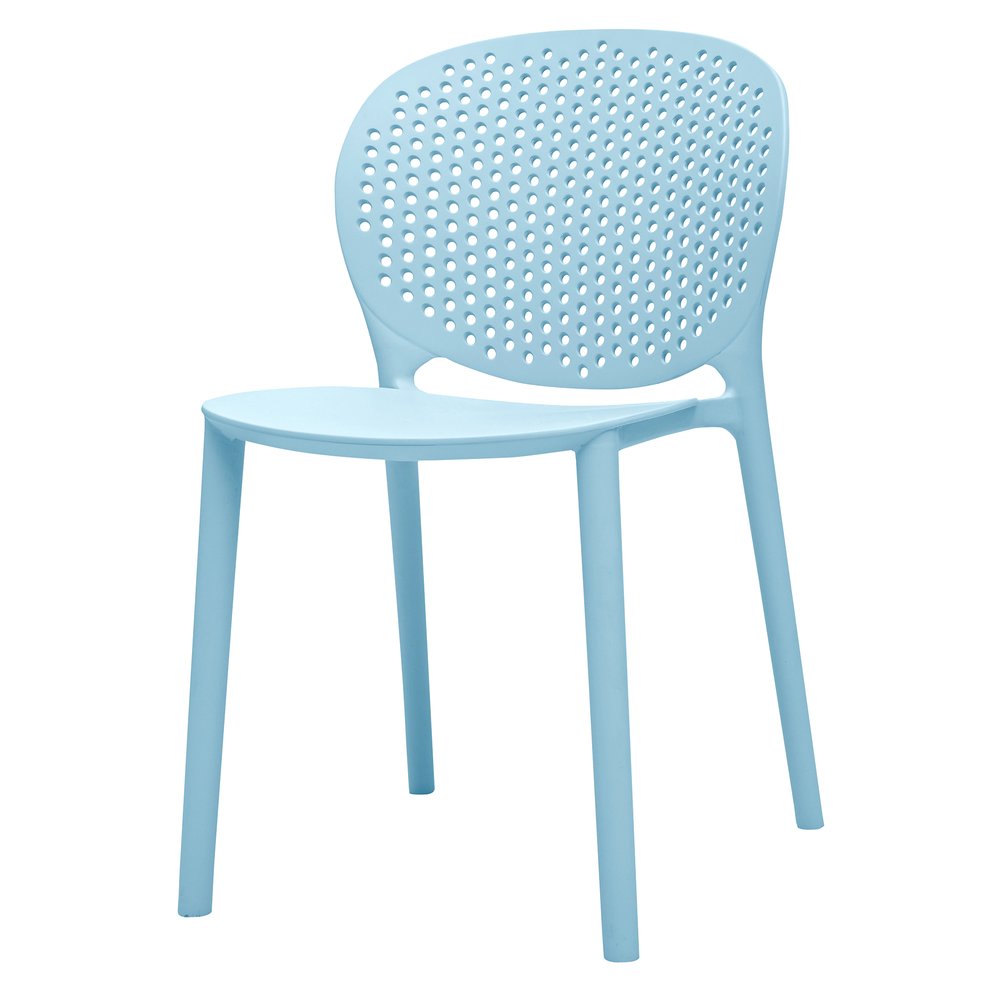Set Of Four Aqua Blue Heavy Duty Plastic Juvenile Chairs on a white background