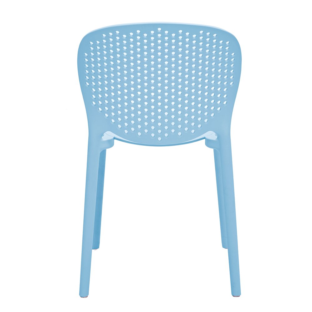 Set Of Four Aqua Blue Heavy Duty Plastic Juvenile Chairs on a white background