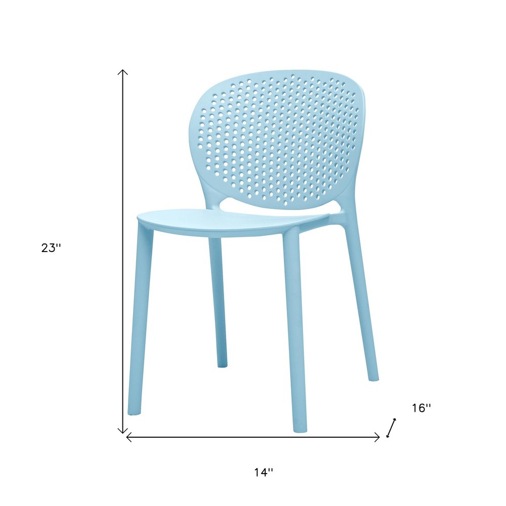 Set Of Four Aqua Blue Heavy Duty Plastic Juvenile Chairs on a white background