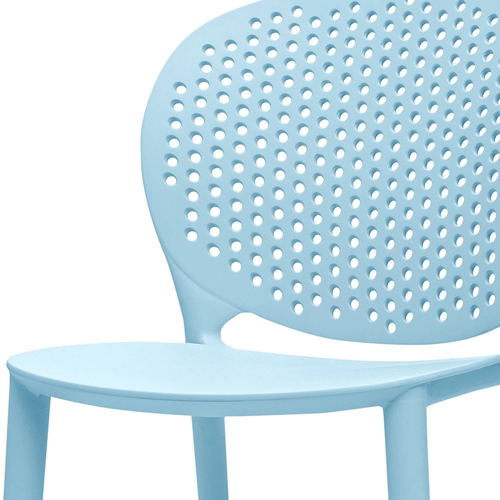 Set Of Four Aqua Blue Heavy Duty Plastic Juvenile Chairs on a white background