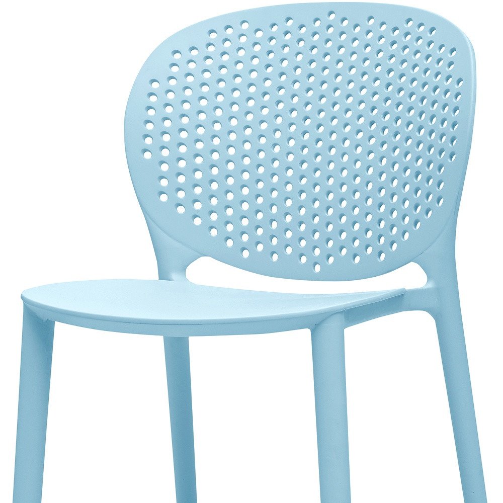 Set Of Four Aqua Blue Heavy Duty Plastic Juvenile Chairs on a white background