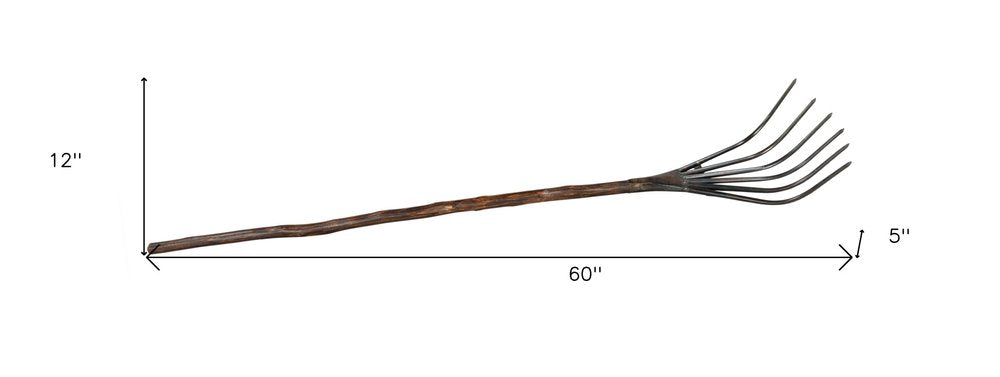 60" Brown And Black Wood And Metal Tabletop Sculpture