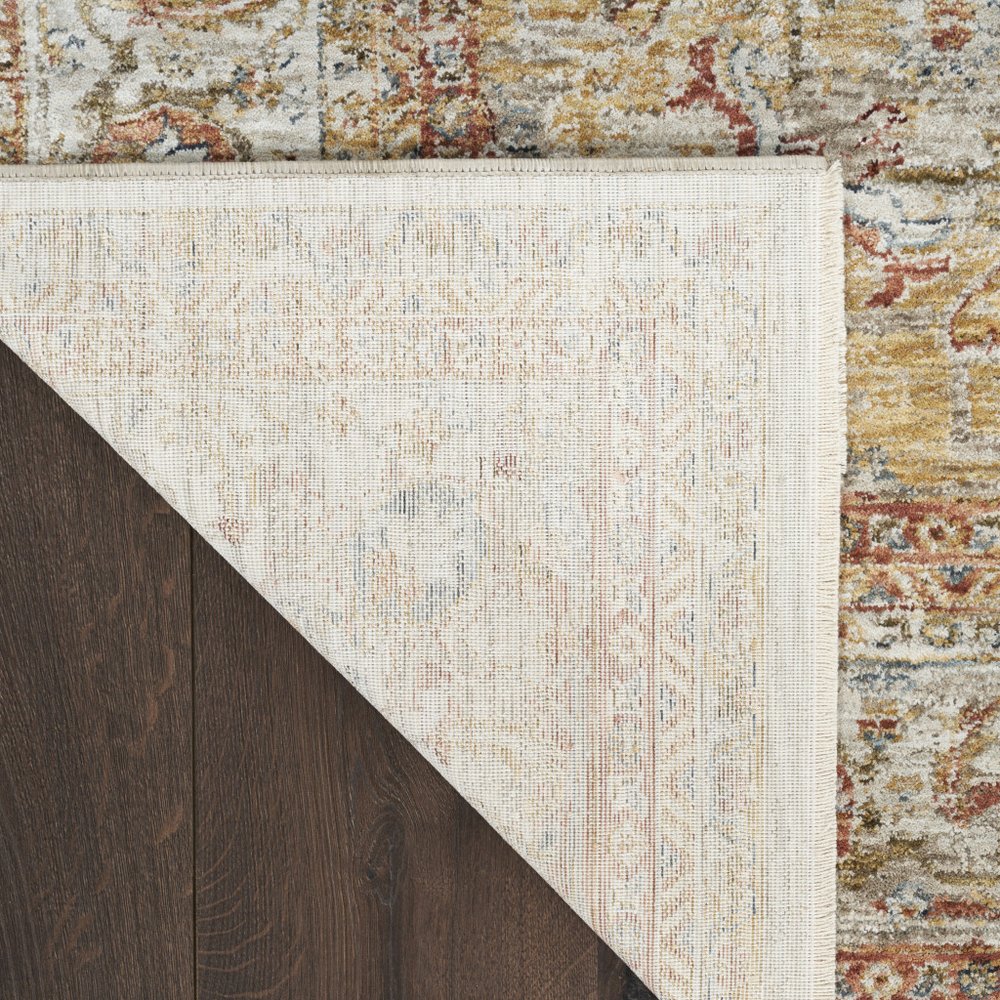 9' X 13' Rust And Ivory Floral Distressed Area Rug