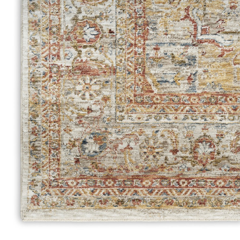9' X 13' Rust And Ivory Floral Distressed Area Rug