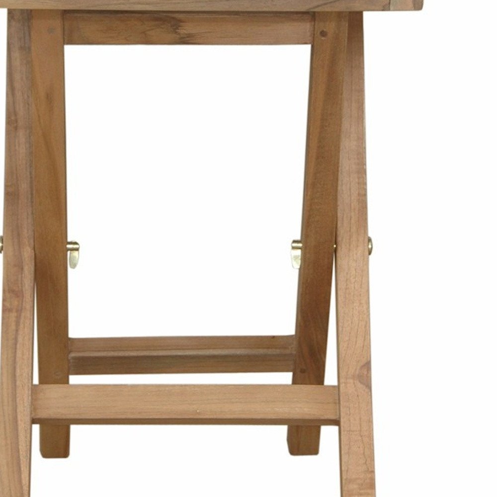 20" Natural Rounded Solid Wood Folding Outdoor Side Table - SKU 554936. Outdoor table isolated on a plain white background, showing a tan wood surface.