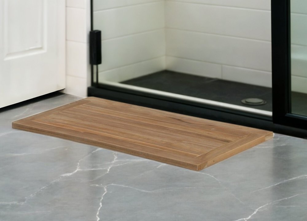 Natural Teak 39" Shower Mat in a home interior
