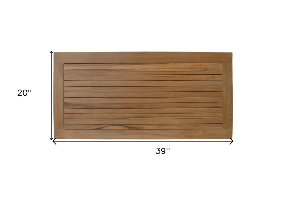 Natural Teak 39" Shower Mat on a white background