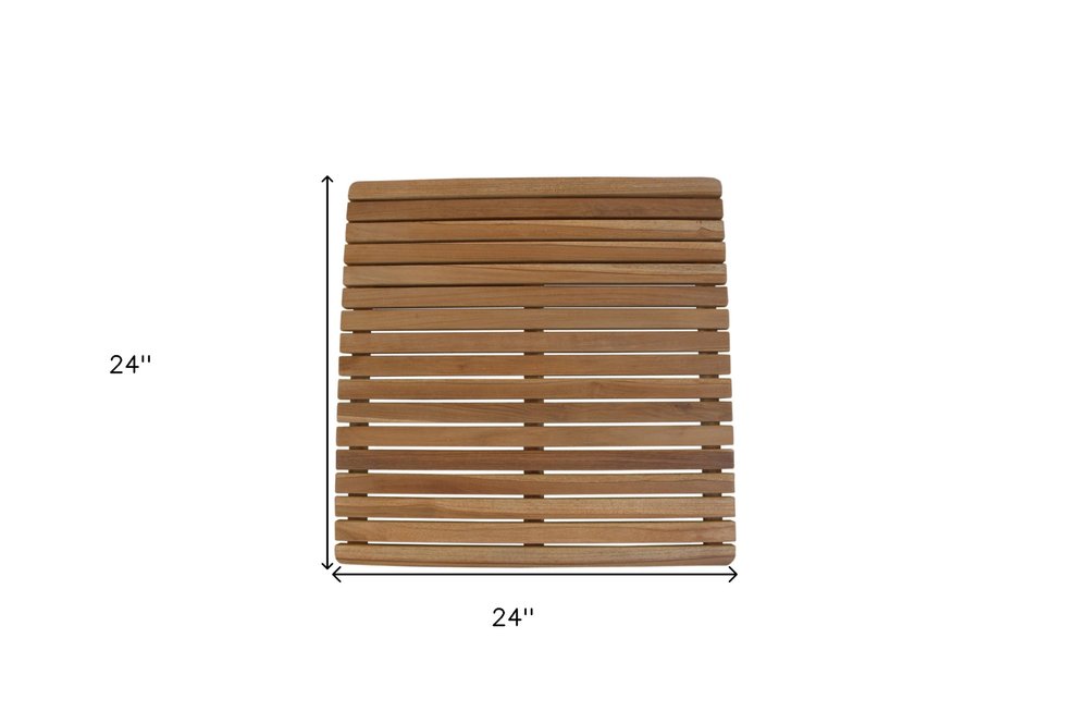 Natural Teak 24" Square Shower Mat on a white background