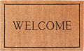 30" X 48" Natural and Black Coir Welcome Outdoor Door Mat. Doormat in black.