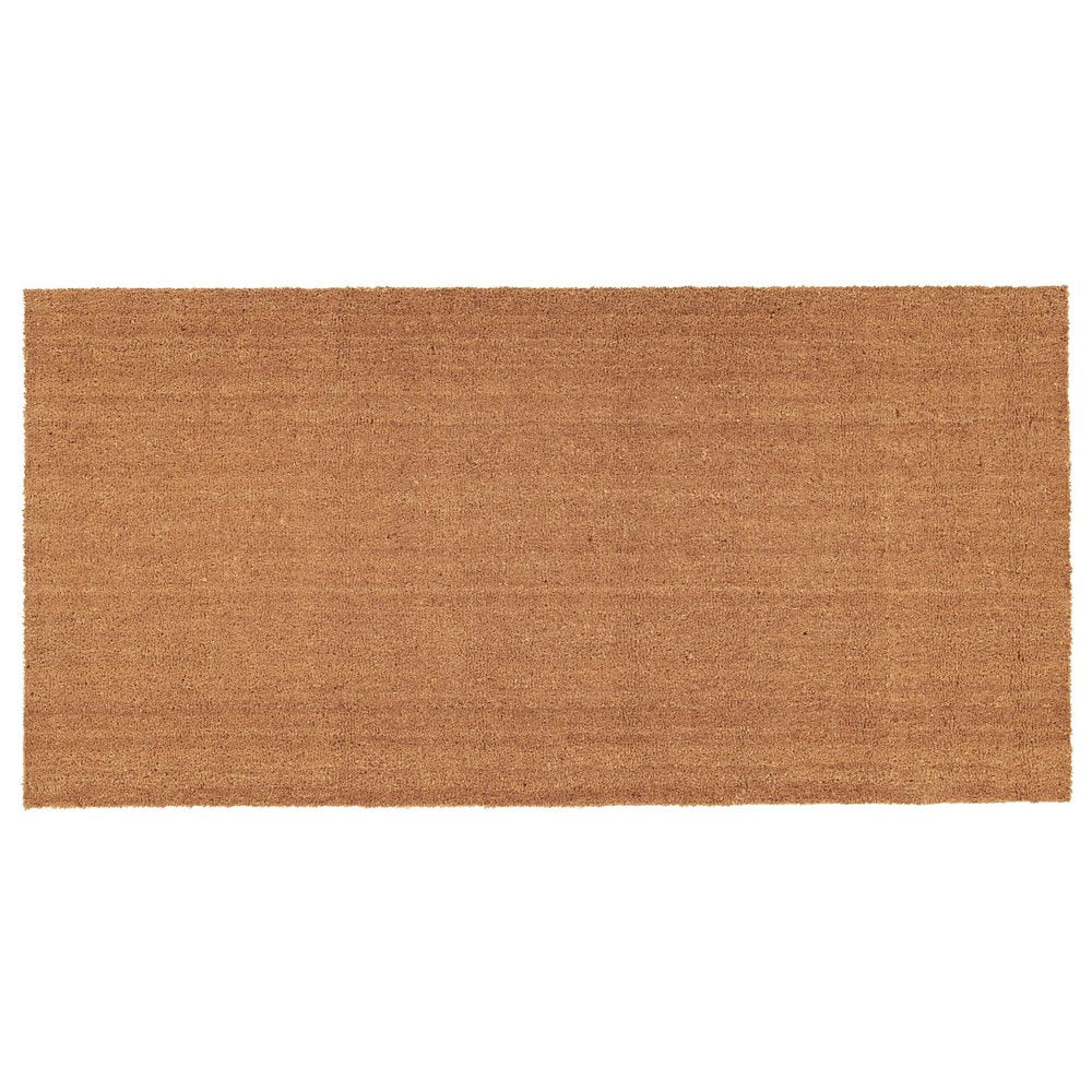 30" X 48" Natural Coir Outdoor Door Mat. Doormat isolated on a plain white background, finished in tan.