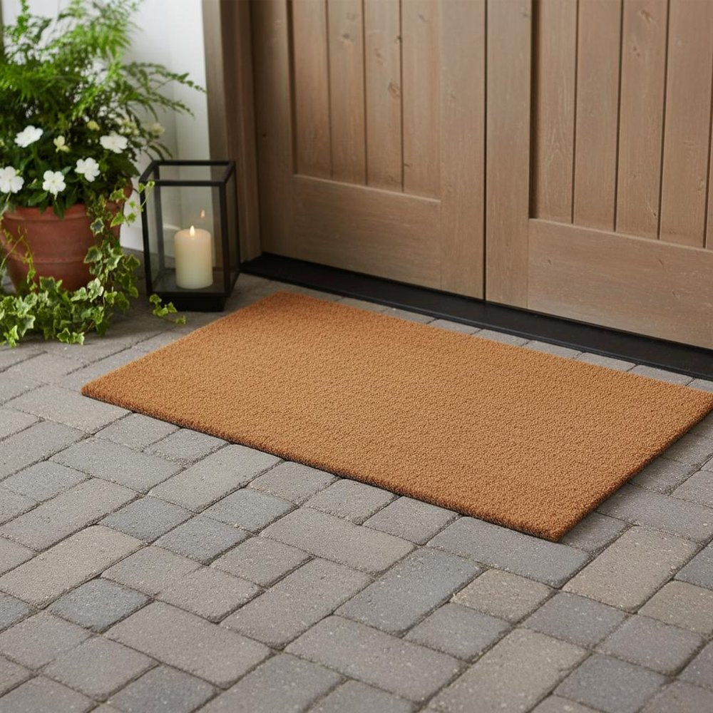 30" X 48" Natural Coir Outdoor Door Mat. Doormat in tan.