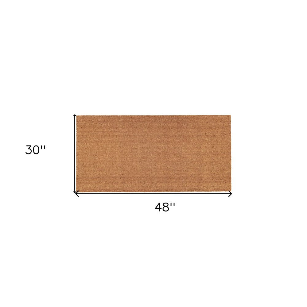 30" X 48" Natural Coir Outdoor Door Mat. Doormat isolated on a plain white background, showing its tan color.