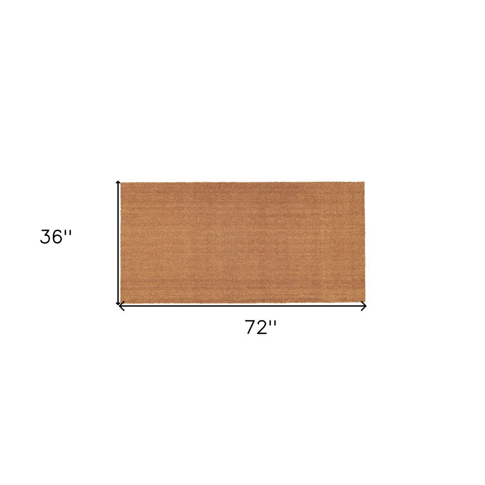 30" X 48" Natural Coir Outdoor Door Mat. Doormat isolated on a plain white background, finished in tan.