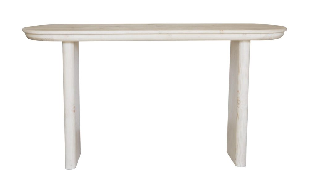 60" Natural Solid Wood Oval Console Table on a white background