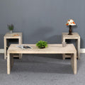 Three Piece Natural Solid Wood Distressed Sled Coffee And End Tables Set