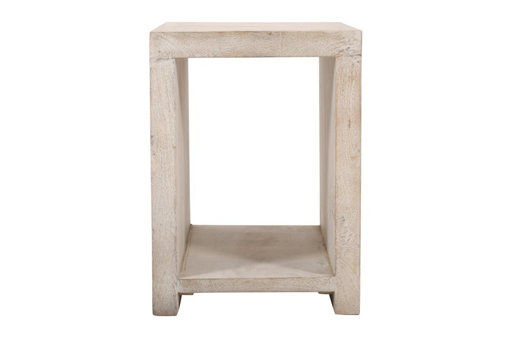 Three Piece Natural Solid Wood Distressed Sled Coffee And End Tables Set on a white background
