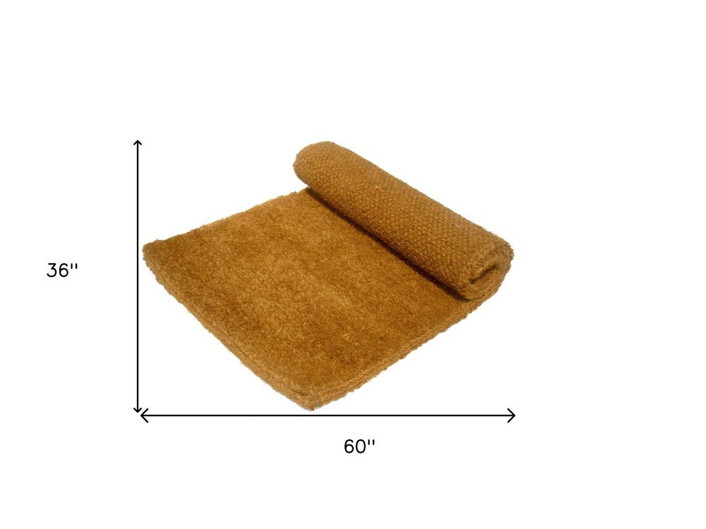 36" X 60" Brown Coir Outdoor Door Mat. Doormat isolated on a plain white background, in a brown finish.