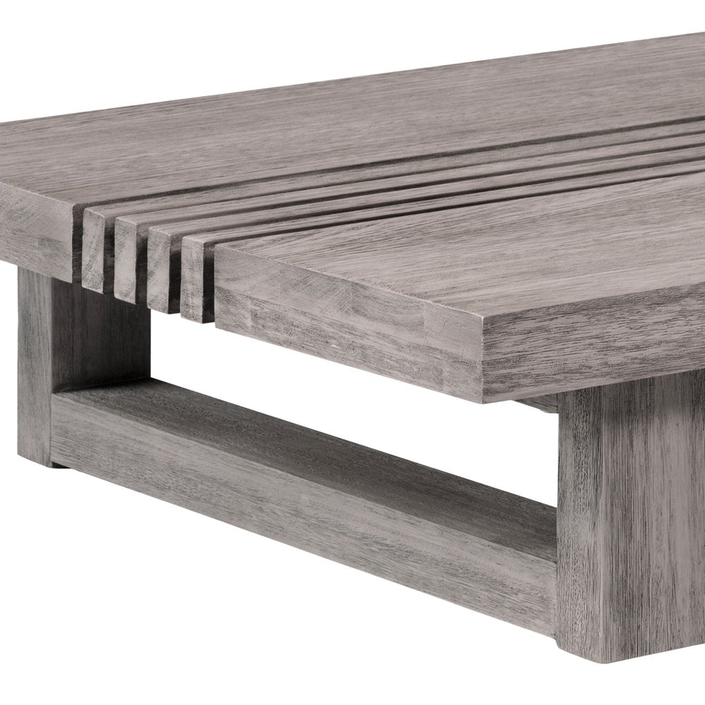 33" Gray Solid Wood Outdoor Coffee Table. Outdoor table isolated on a plain white background, showing a gray wood surface.