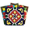 12" x 12" Blue And Red Vinyl Arabesque Peel And Stick Removable Tiles. Peel and stick tile isolated on a plain white background, in a red finish.