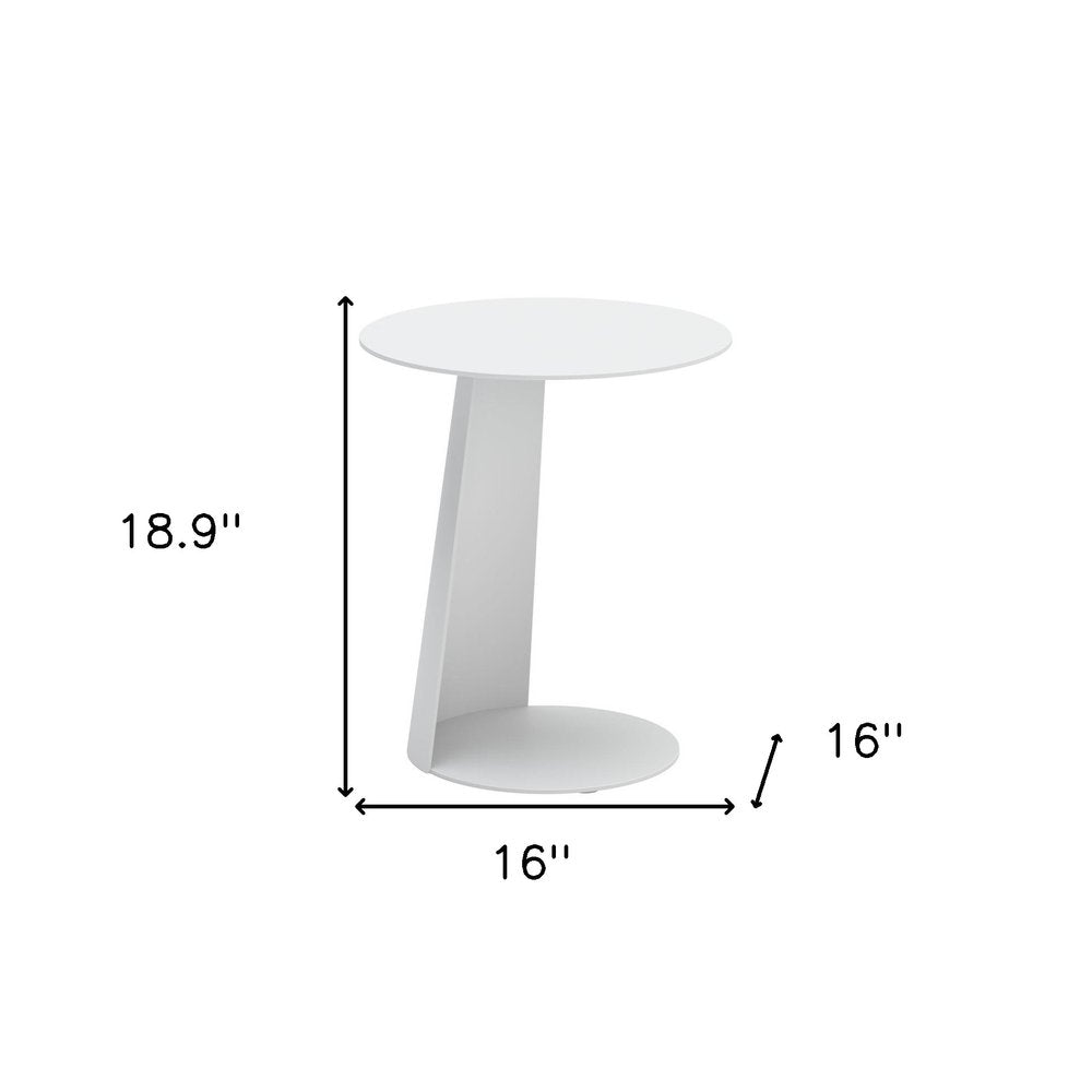 16" White Aluminum Rounded Outdoor Side Table