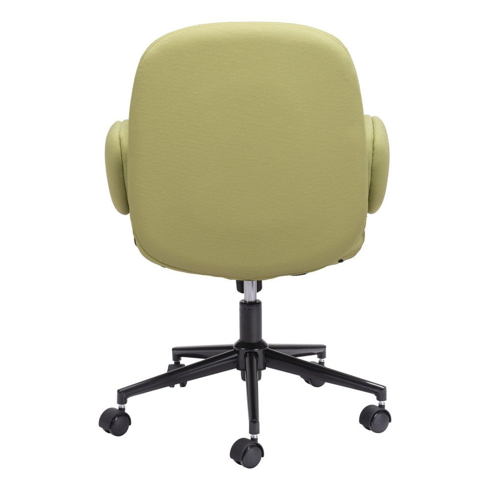 Green and Black Adjustable Height Swivel Rolling Office Chair - 37.40" H x 26.00" W x 26.00" D on a white background