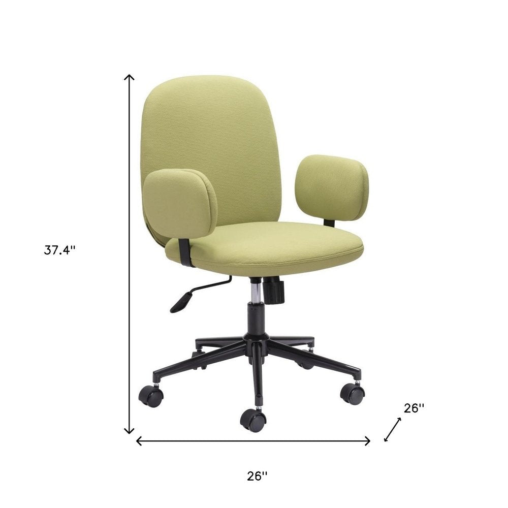 Green and Black Adjustable Height Swivel Rolling Office Chair - 37.40" H x 26.00" W x 26.00" D