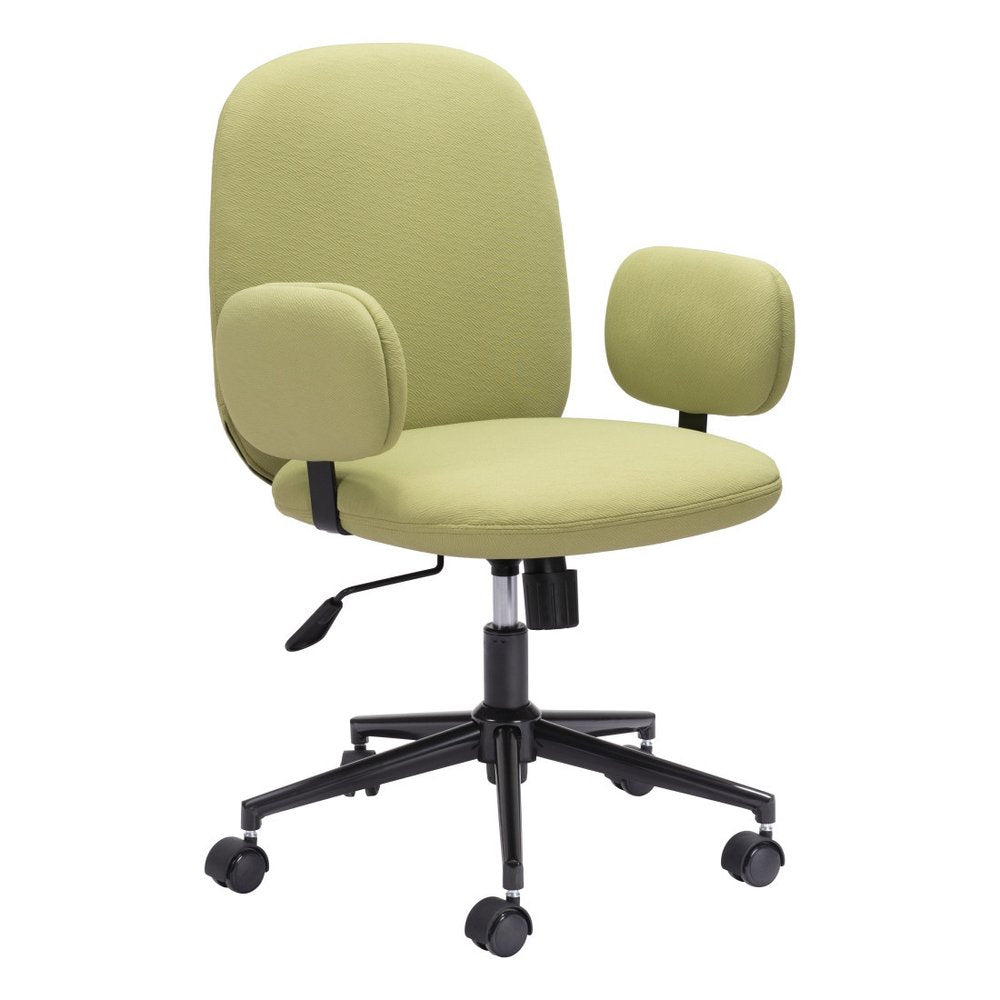 Green and Black Adjustable Height Swivel Rolling Office Chair - 37.40" H x 26.00" W x 26.00" D on a white background