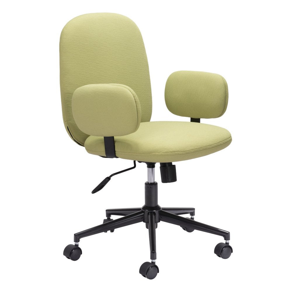 Green and Black Adjustable Height Swivel Rolling Office Chair - 37.40" H x 26.00" W x 26.00" D on a white background