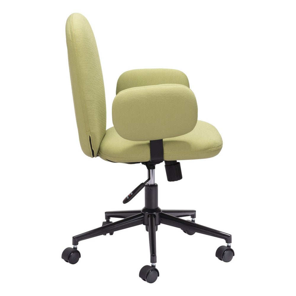Green and Black Adjustable Height Swivel Rolling Office Chair - 37.40" H x 26.00" W x 26.00" D