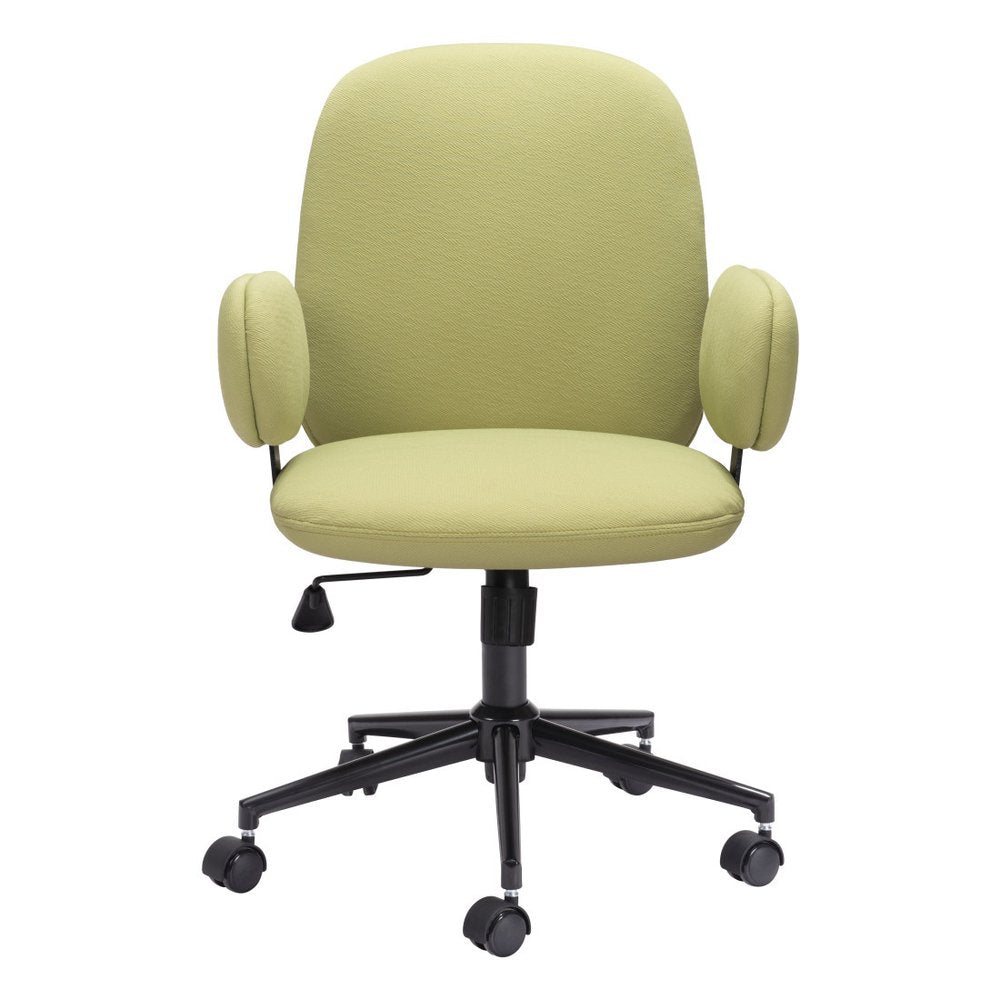Green and Black Adjustable Height Swivel Rolling Office Chair - 37.40" H x 26.00" W x 26.00" D