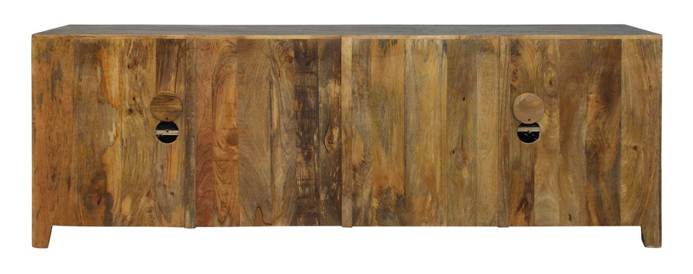 86" Dark Gray Carved Floral Distressed Solid Wood Enclosed Storage TV Stand on a white background