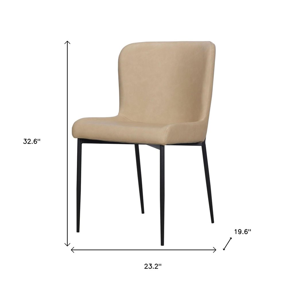 Set of Two Sand Faux Leather Dining Side Chairs