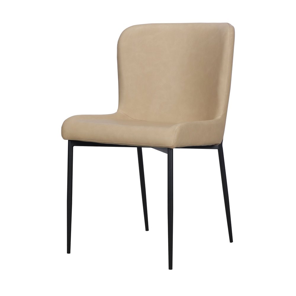 Set of Two Sand Faux Leather Dining Side Chairs