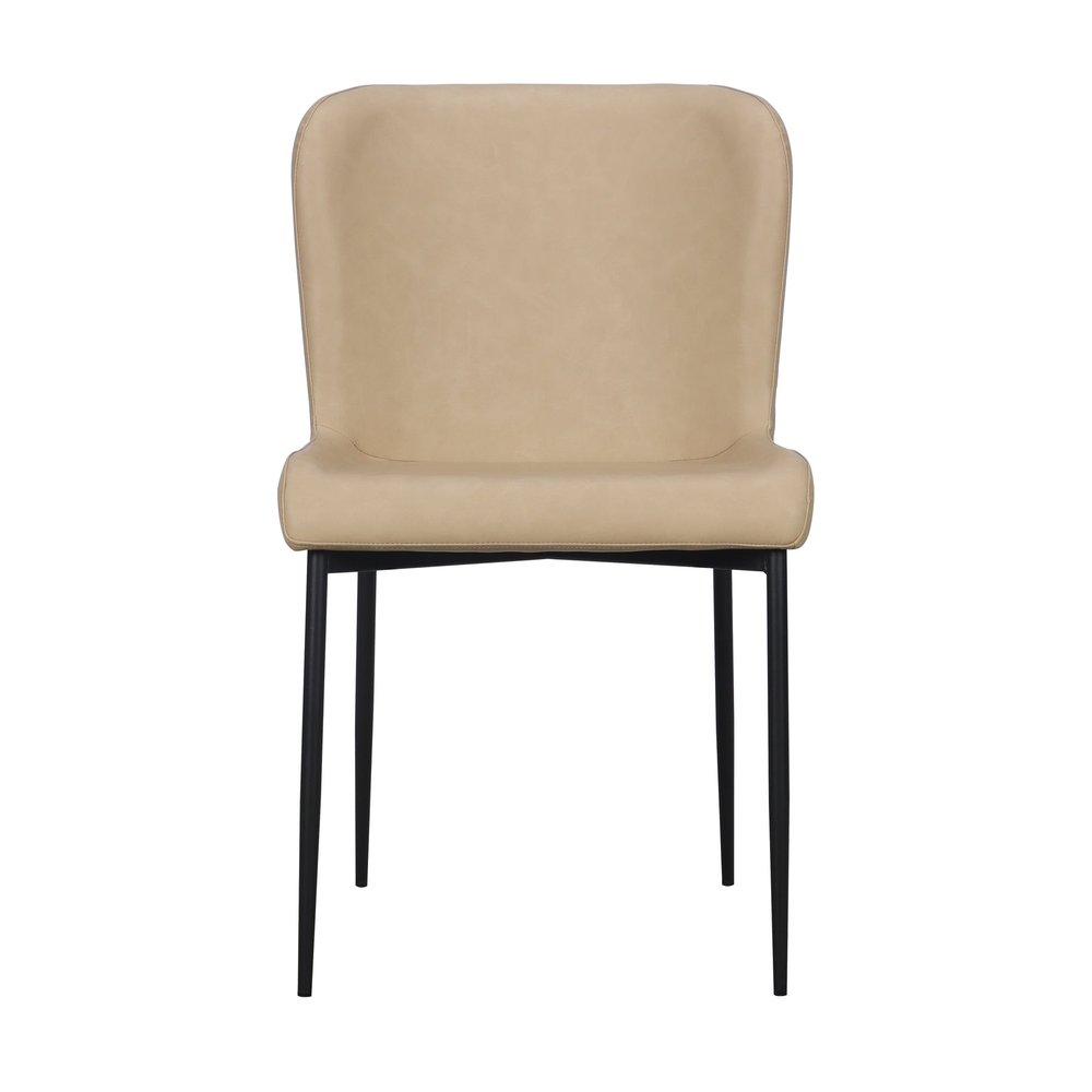 Set of Two Sand Faux Leather Dining Side Chairs